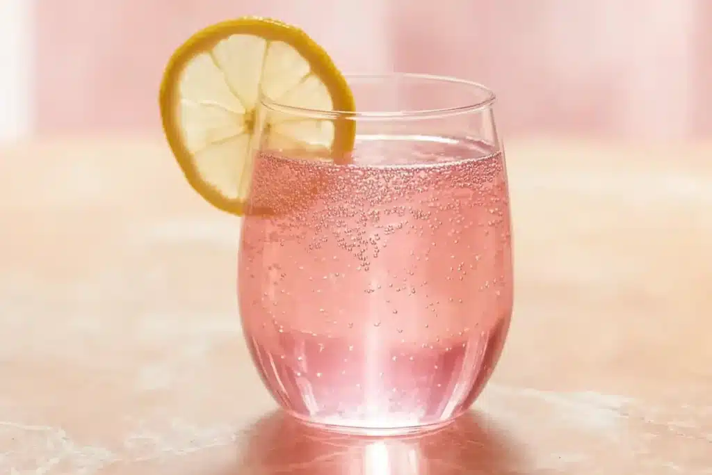 pink salt trick recipe with apple cider vinegar drink in glass